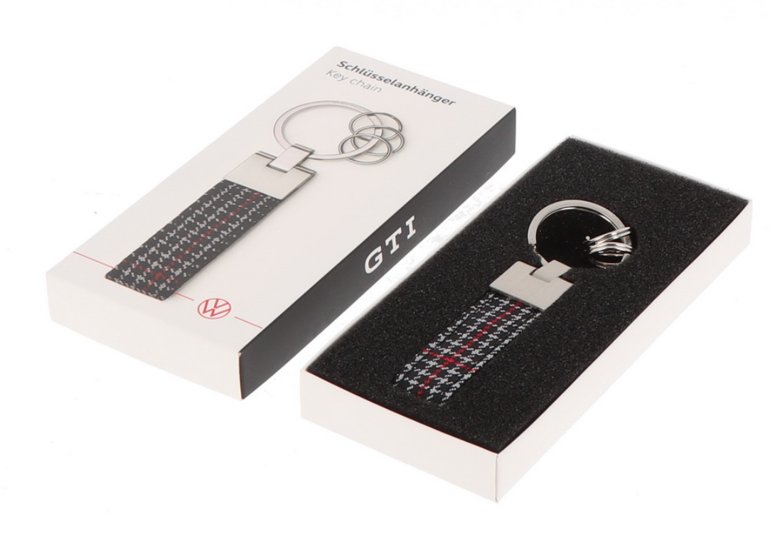 Шкіряний брелок Volkswagen GTI Keychain, Leather/Metal, Black/Red