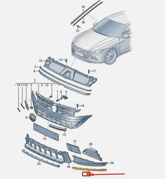 Решітка бампера VW ARTEON 3H7