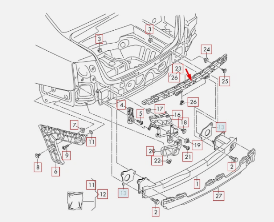 Направляча заднього бампера