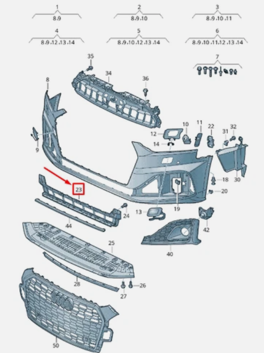 Решітка бампера нижня